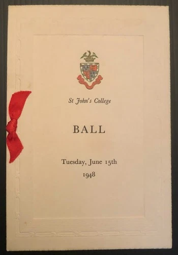 CAMBRIDGE University, St John's College, May Day Ball, Menu, June 15th 1948