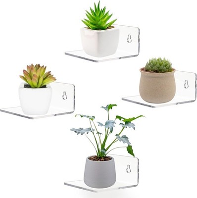 Acrylic Wall Shelves,Clear 4 inch Floating Shelves for Display,Ledges Pop