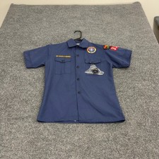 Boy Scouts of America Shirt Youth Medium Blue Cotton Blend Patches Uniform Style