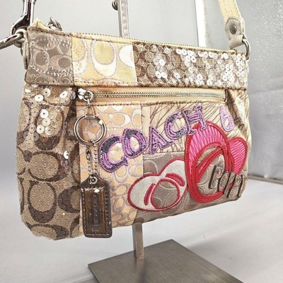 Gebrauchte Coach POPPY Schultertasche Schöner Artikel B:10 Zoll Mehrfarbig