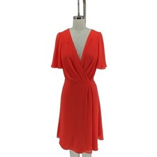 00164 Lauren Ralph Lauren Faux Wrap Chiffon Dress Red size 6 preppy party spring