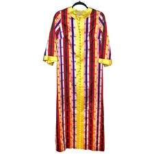 Vintage EXCLUSIVE FASHIONS by PARK-Seoul, Korea Striped Oriental Gown Dress S/M
