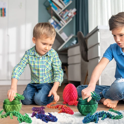 3D Printed Dragon Egg 12" Articulated Crystal Dragon Fidget Toy Figurine Decor - Picture 7 of 7