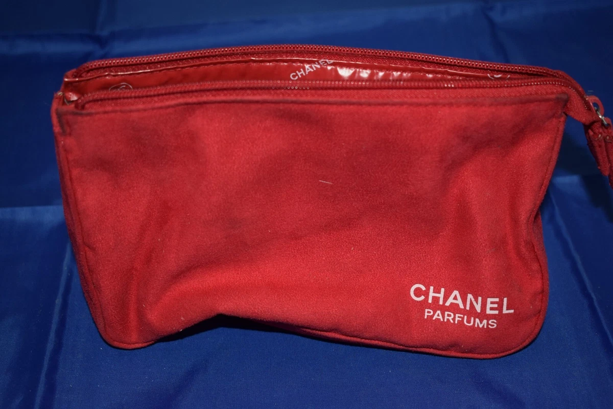 Chanel Bag Makeup Parfums Red Velvet Travel Case Toiletry 9x6 Cosmetic G-4