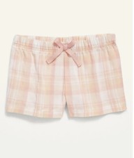 Old Navy Kids Girls XS 5 Poplin Printed Pajama Shorts .. Pink Plaid .. NWT