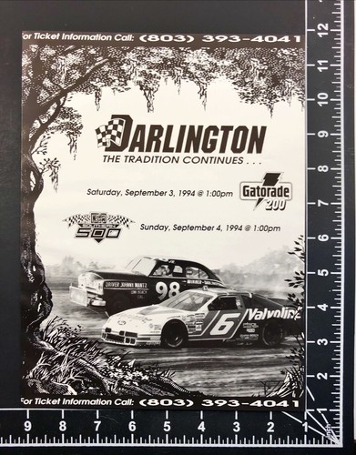 1994 Darlington Southern 500 NASCAR Mark Martin #6 Man Cave Vintage Print Ad - Picture 2 of 6