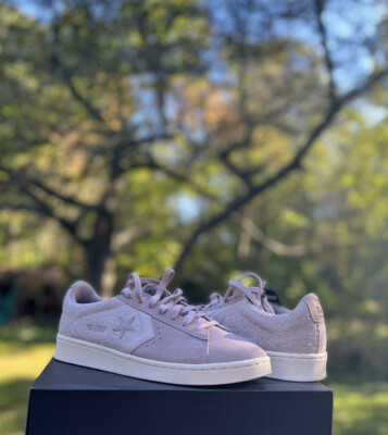 Converse Pro Leather OX Shadow Grey/Pink Suede Men's Size 8.5