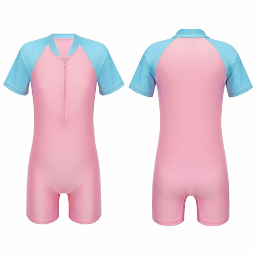 Children Cartoon Print Girls One Piece Short Sleeve Boyshorts Swimsuits Swimwear - Picture 34 of 58