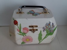Vintage 1970s Decoupage Lucite Lined Butterfly Floral Case Purse Handled