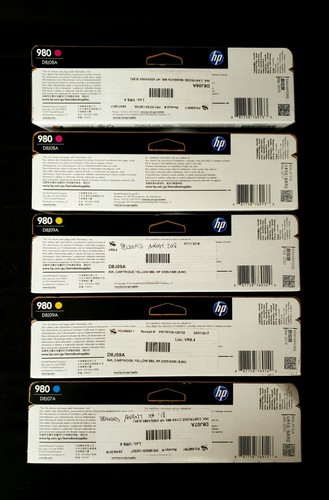 New Genuine 5 HP 980 Ink Cartridges OEM Exp 2017, 2019, 2020 - Picture 2 of 2