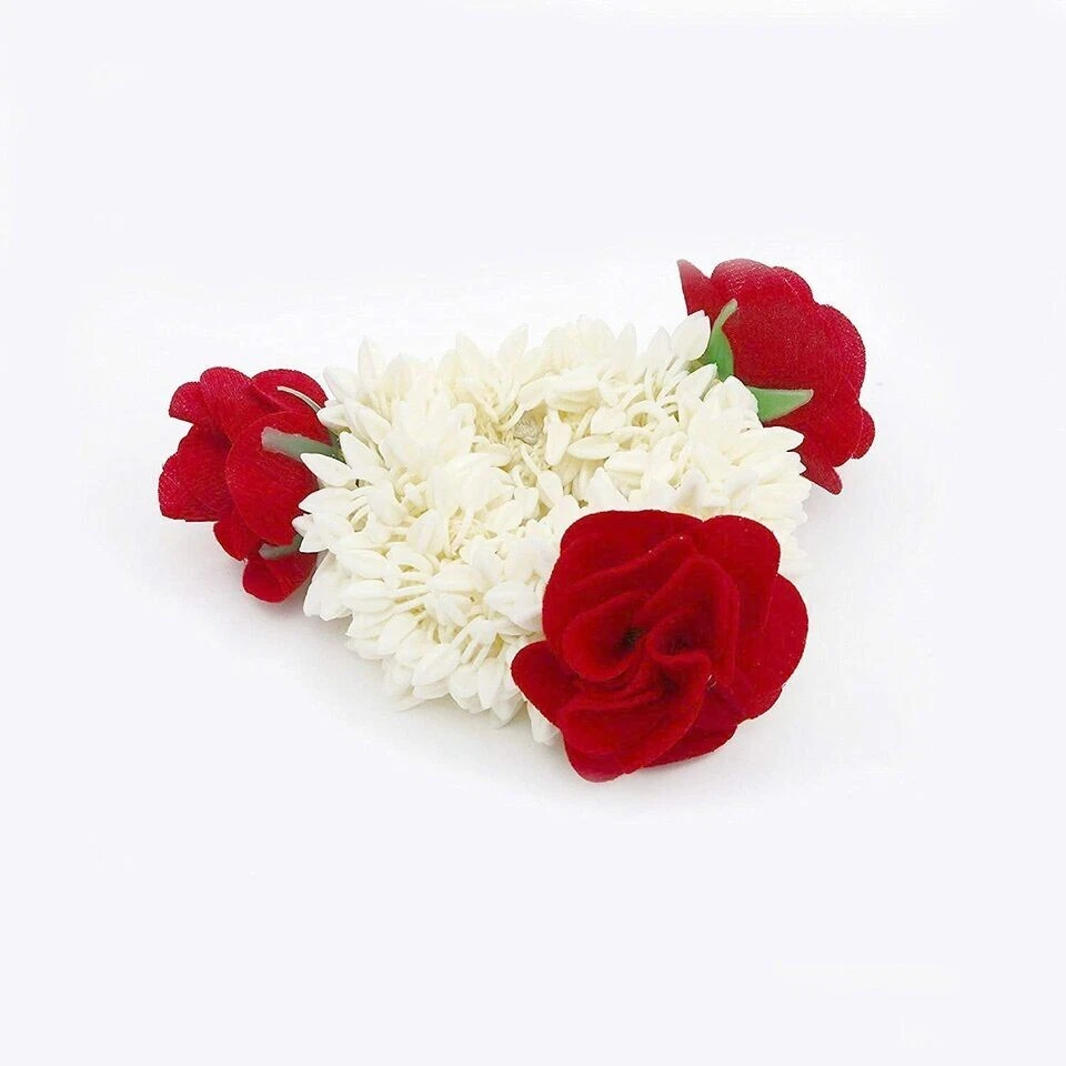 4 x Gajra Artificial Mogra Banda Goma Flor Mogra y Rosa Gajra Accesorios para el Cabello Foto 2 de 3