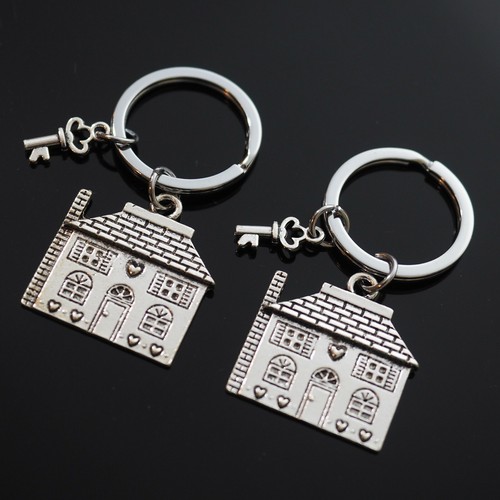 2pc Key Set House Warming Four Square Romantic Hearts Keys Love KeyChain Gift - Picture 11 of 12