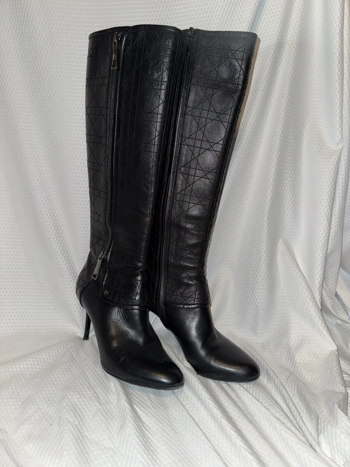 Bottes Christian Dior Guetre cuir noir 8 cm pointure 39 boîte et dust bag excellent état