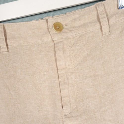 Uniqlo Linen Trousers Mens Medium Beige Pants Lightweight Holiday Beach Rivera - Picture 10 of 24