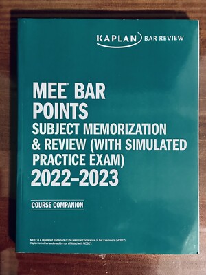  NEW  KAPLAN Bar MEE Bar Points Subject Memorization & Review UBE 2022-2023  