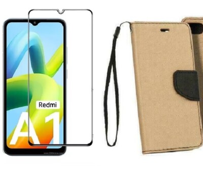 Wallet case + tempered glass for Xiaomi Redmi A1 / A2
