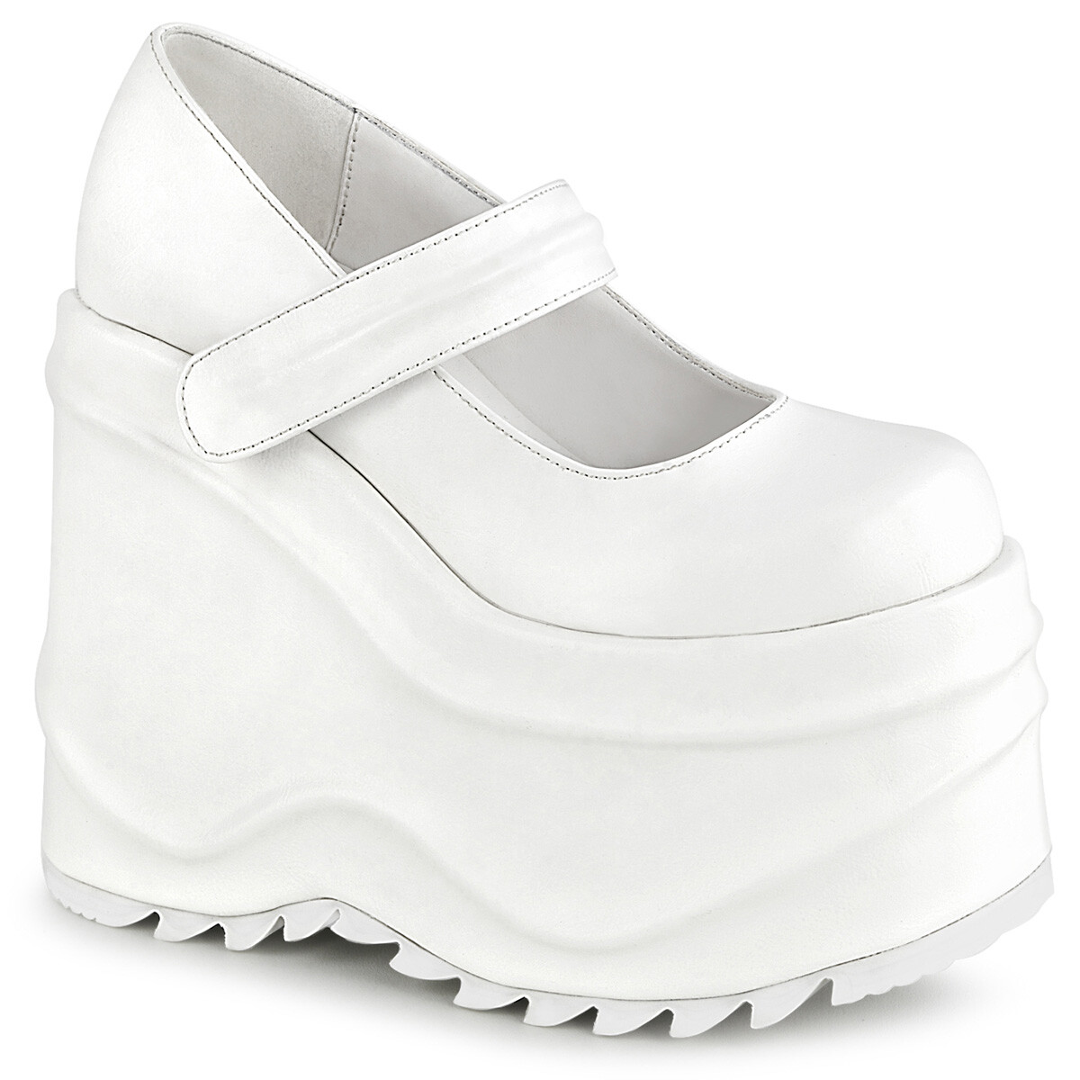 DEMONIA WAVE-32 Women's White Punk 6 Wedge Platform Maryjane Strap Shoes |  eBay