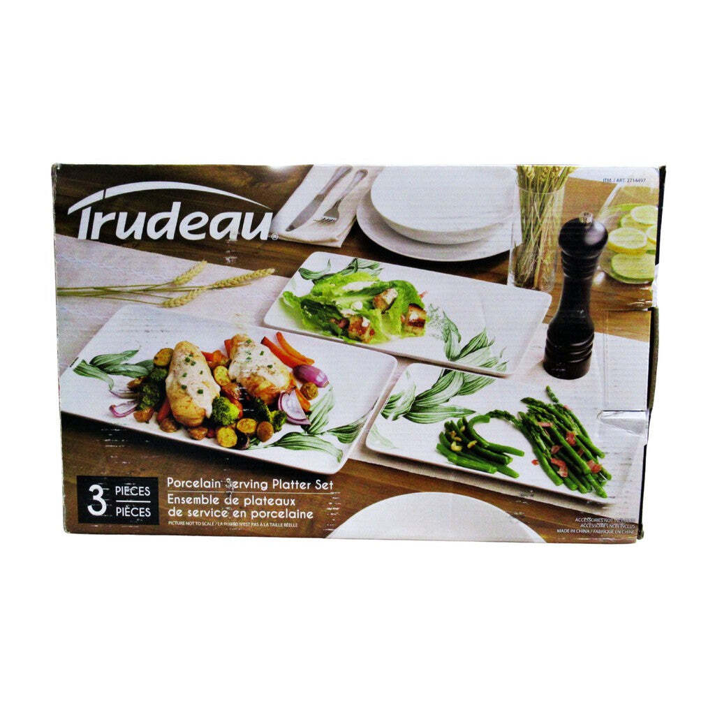 Trudeau Porcelain Platter Set Pieces White