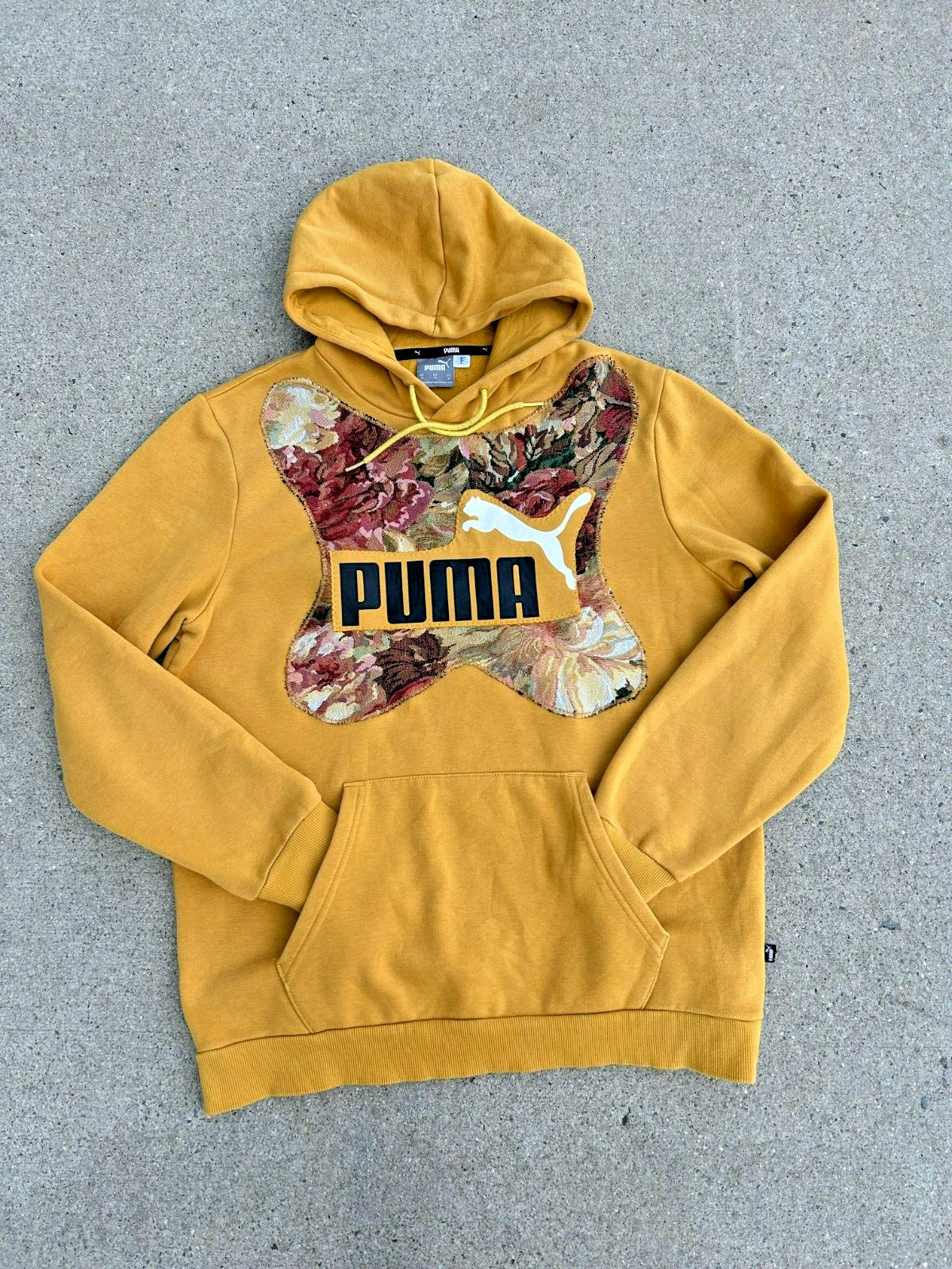 Puma Custom Reworked Upcycle Patchwork Mustard Ho… - image 1