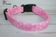 PINK LA DODGERS MLB Terri's Dog Collar hand made adjustable baseball fabric