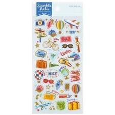 Mind Wave Sparkleholic Transparent Gold Glitter Stickers / Travel
