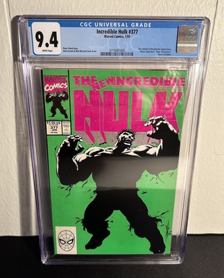 The Incredible Hulk Marvel Comics  #377 1/91 CGC Graded 9.4 White Pages