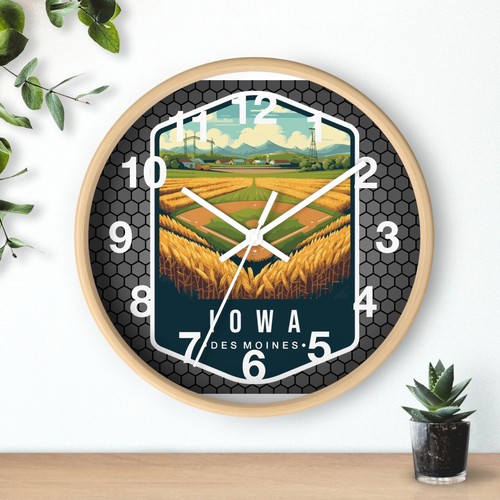 State Of Iowa Skyline Art Wanduhr komplett Holz 3D Rahmen atemberaubendes Kunstwerk - Bild 5 von 19