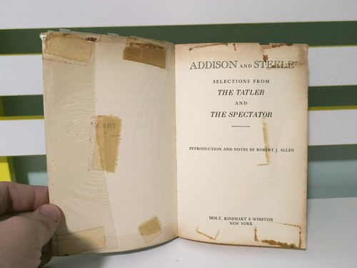 Addison and Steele: Selections From The Tatler and The Spectator! 1961 Book - Picture 4 of 5