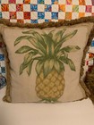 Gerry Nichol Pineapple Aubousson Accent Pillow with Fringe 22” square