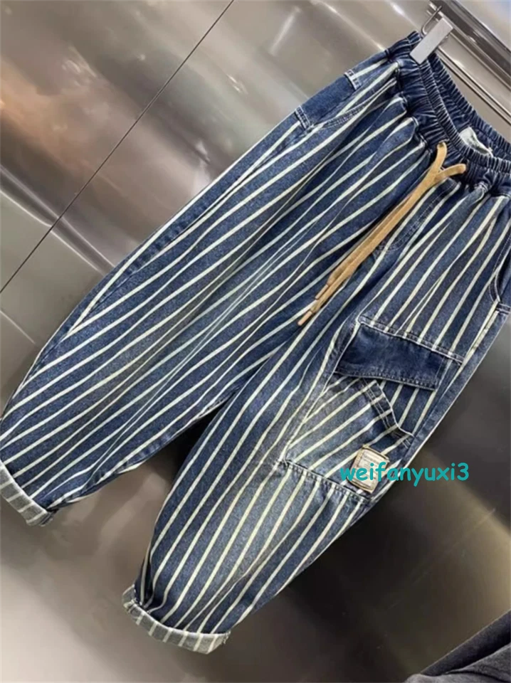 Mono vaquero holgado para hombre Hip Hop pantalones cargo sueltos pantalones vaqueros cintura elástica pantalón Foto 2 de 4