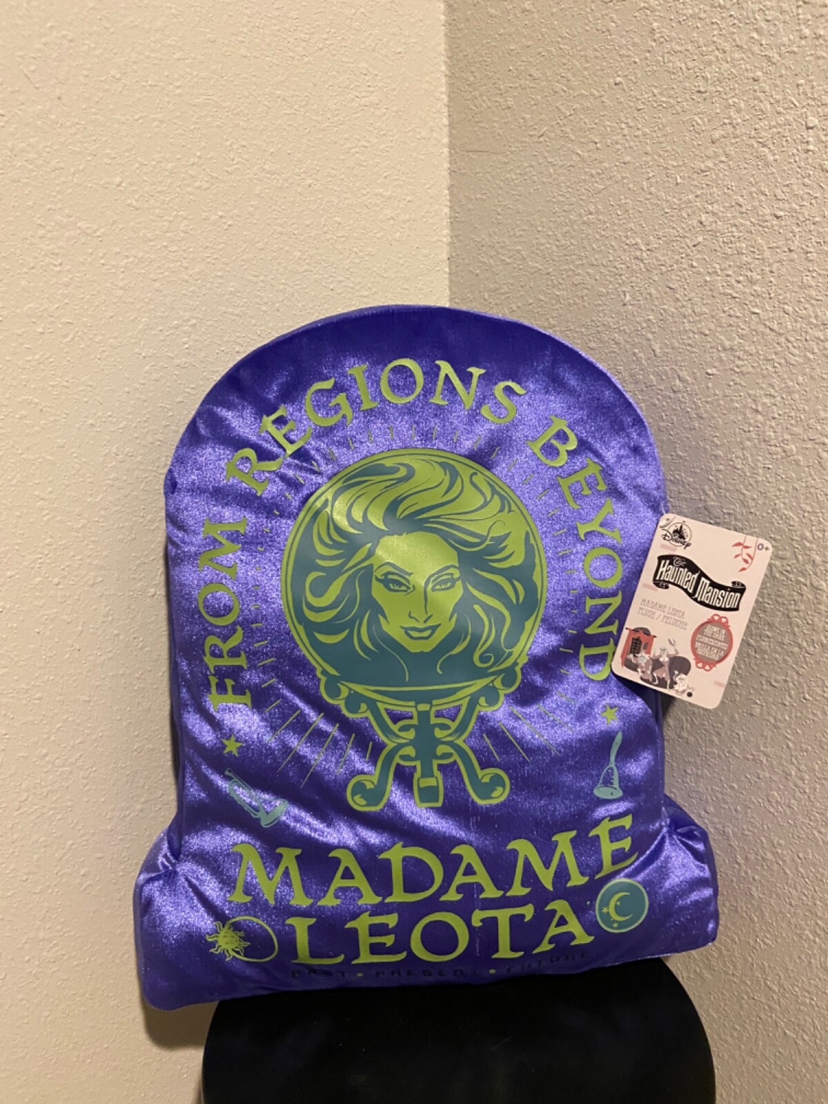 Disney Parks Haunted Mansion Madame Leota Pillow Plush Purple Tombstone Glow New