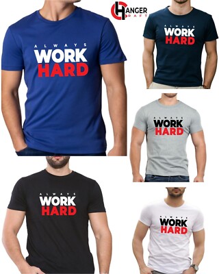 WORK HARD bedruckte T-Shirts für Herren, Logo Herren T-Shirts, bequeme Herren T-Shirts, T-Shirts 