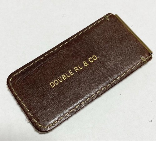 RRL RALPH LAUREN Men's Money Clip Leather Military Brown Logo stylish USED - Picture 5 of 8