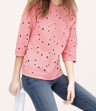 Ann Taylor LOFT Floral Eyelet Sweatshirt Pullover Top Various Sizes Bright Pink