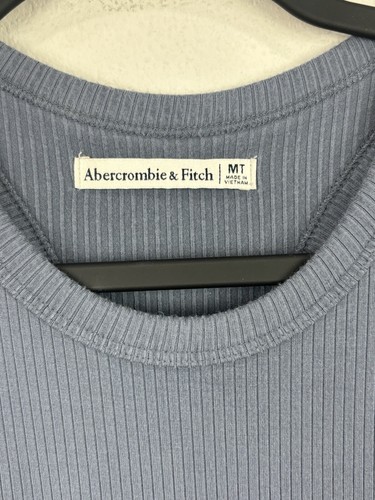 Abercrombie & Fitch Light Gray Blue Ribbed Tank Midi Dress Size Medium Tall - Picture 5 of 8