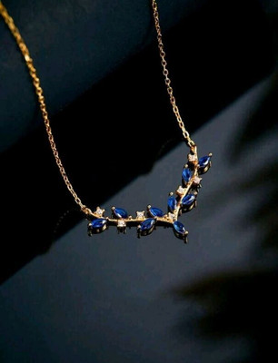 Deer Horn Necklace - 925 Sterling Silver - Gold Plated - Zircon Stone.