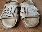 Adam Tucker By Me Too Size 6 Womens Tan Fringe Flat Suede Slingback Sandal Shoes — photo 4