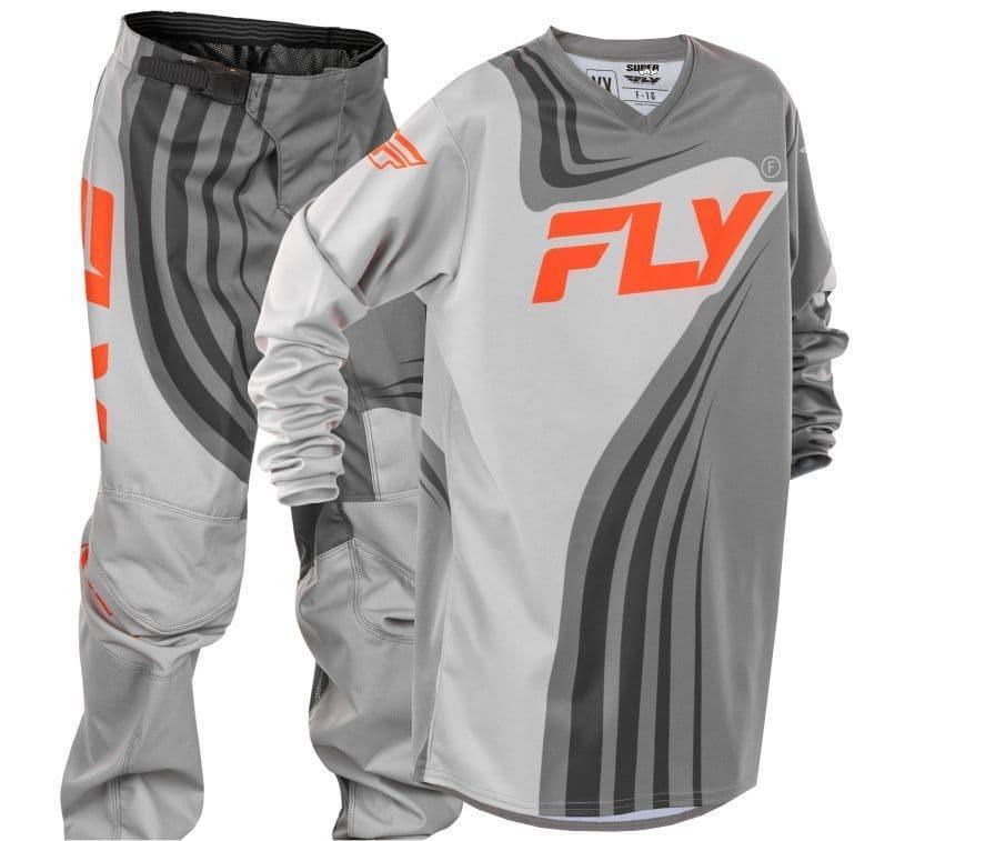 Fly F16 Youth Kids Motocross Kit Grey Orange UK