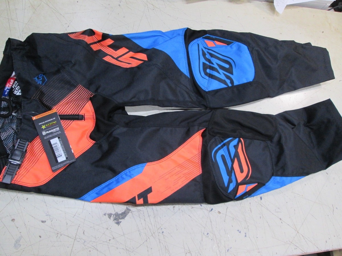 SHOT RACE GEAR MOTOCROSS PANTS KTM ORANGE BLUE KIDS SIZE 12