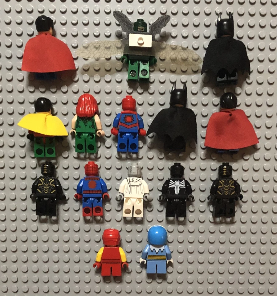 Lego 15 Super Hero Minifigures Batman Spider Man Iron Man Robin Poison Ivy - Image 2 of 4