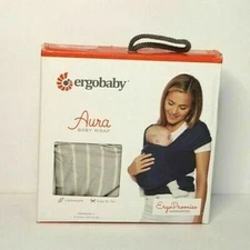 Ergobaby Aura Baby Carrier Wrap for Newborn to Toddler (8-25 Pounds), Grey Strip