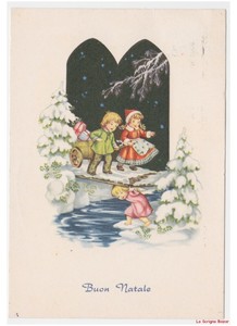 Regali Di Natale Ebay.Bambini Con Regali Di Natale Angelo Cartolina Augurale Natalizia Vintage Ebay