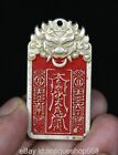 5.2Cm Old Chinese Miao Silver Feng Shui General's Command Necklace Pendant