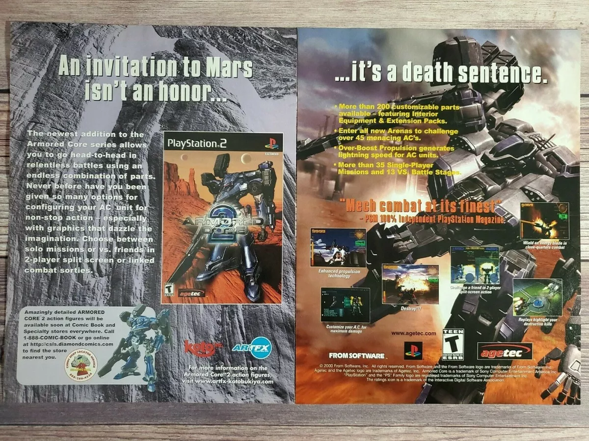 Armored Core 2 PS2 Original 2000 Ad Authentic Video Game Promo Art