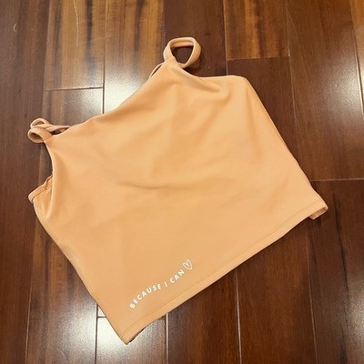 ATHLETA GIRL x Simone Biles Collab Peach Orange Crop Tank Active Bra Sz L / 12