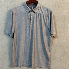 Hickey Freeman Polo Shirt Medium Gray Geometric Performance Stretch Golf Mens XL