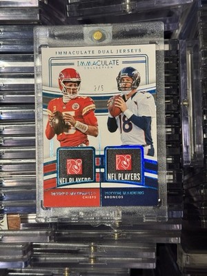 2023 Immaculate Patrick Mahomes II Peyton Manning Dual Prime Patch #/5 Logopatch