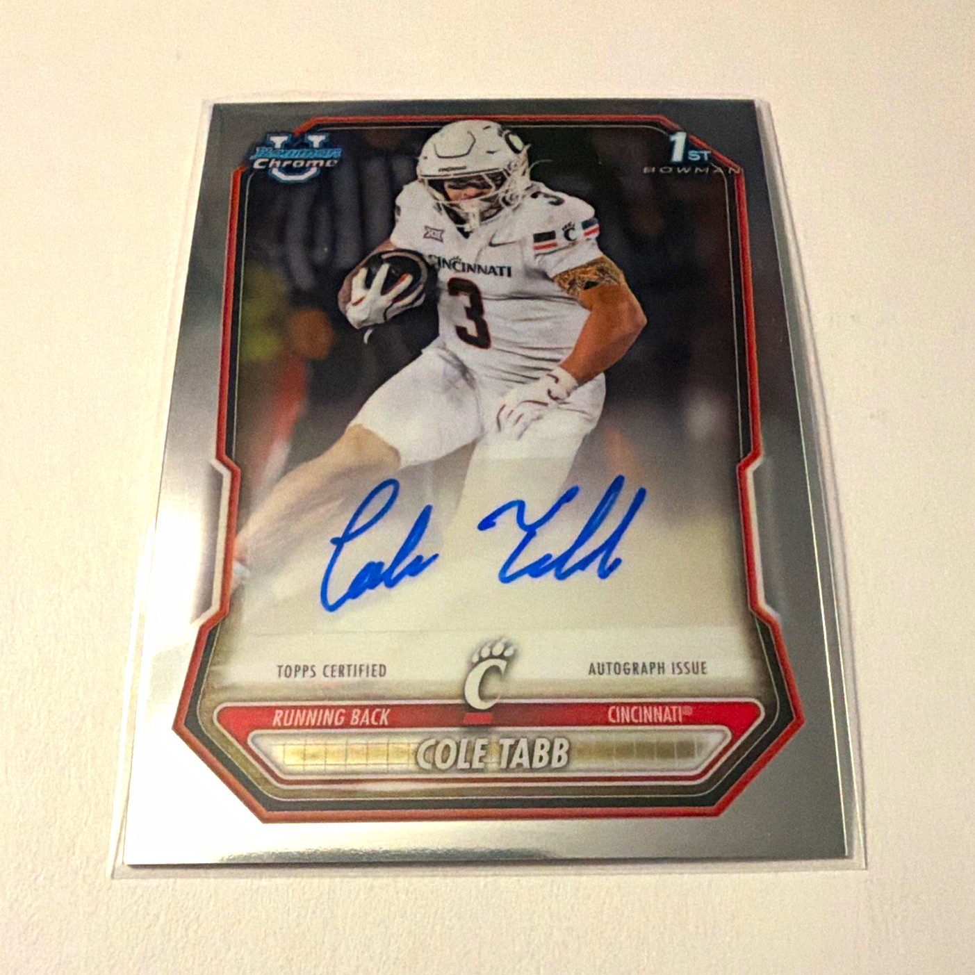 Topps 2026 Bowman Chrome Cole Tabb Rookie Hard Signed Auto #BCPA-CTA Bearcats