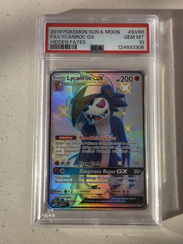 2019 Pokemon Hidden Fates Lycanroc GX SV66/SV94 Full Art PSA 10 Gem Mint