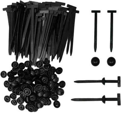100Pcs Nylon Cable Ties Car Zip Tie Clips Bumper Fender Trim Engine Fasteners